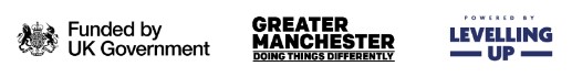 Logo Funded by UK Government, Greater Manchester, Levelling Up