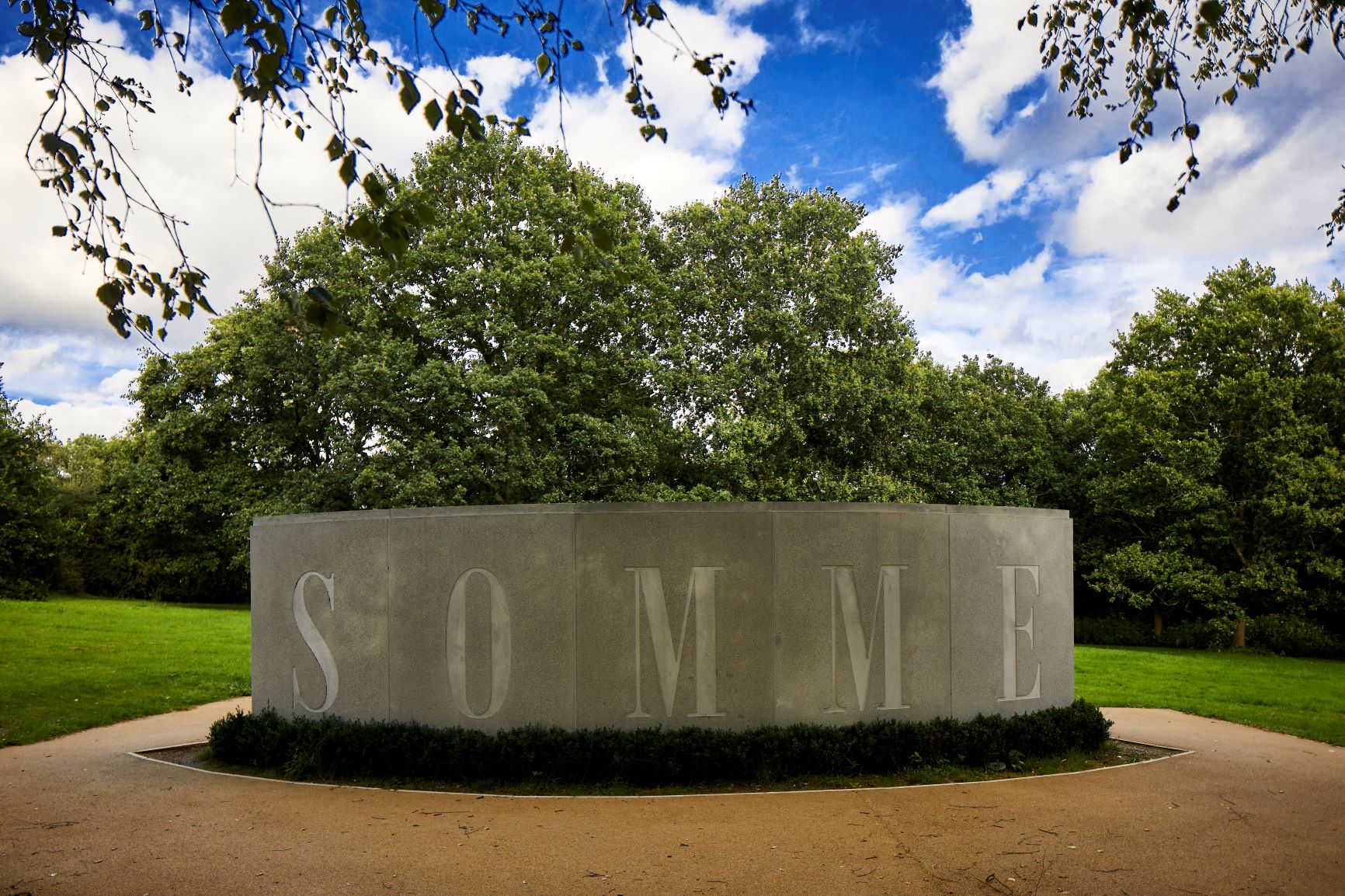 The Somme monument in Heaton Park on a sunny day. 