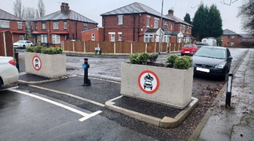 One of the recently installed modal filters at Guildford Road