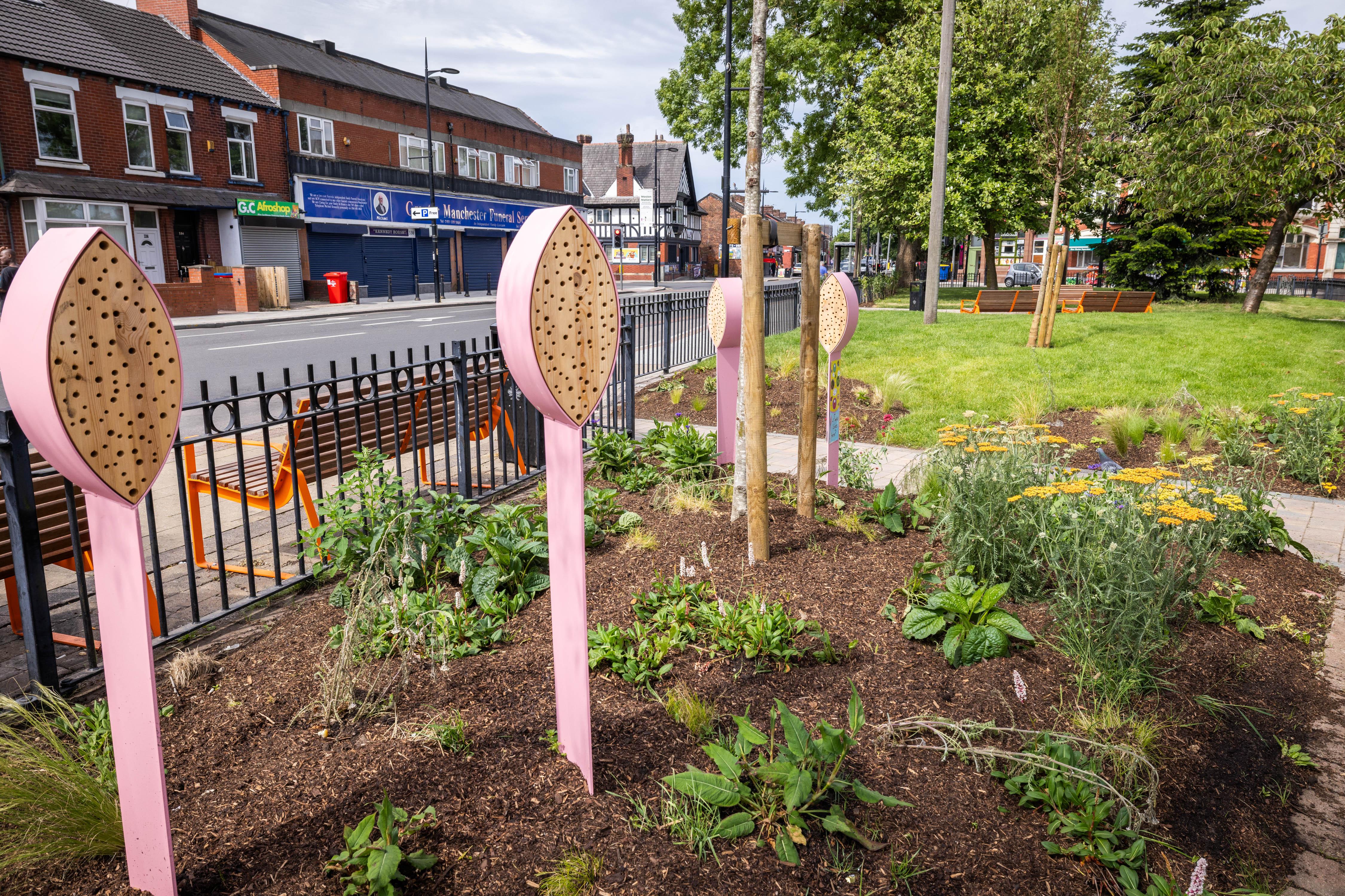 one of the completed pocket parks in Moston Lane