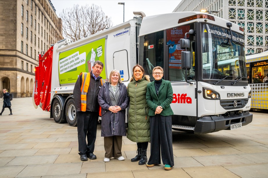 Cllrs and Biffa next to waste truck
