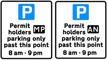 Past this point signs for Miles Platting and Ancoats parking permit scheme