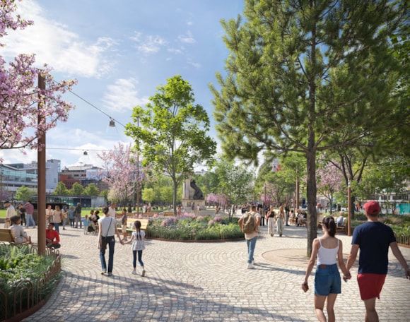 CGI image of the proposed Piccadilly Gardens transformation