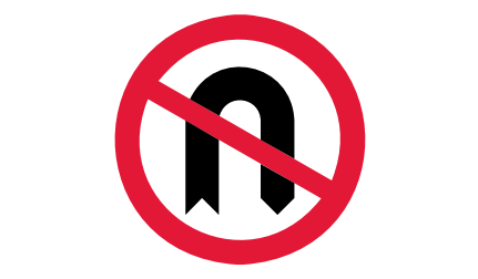 Image of road sign for No U-turn.
