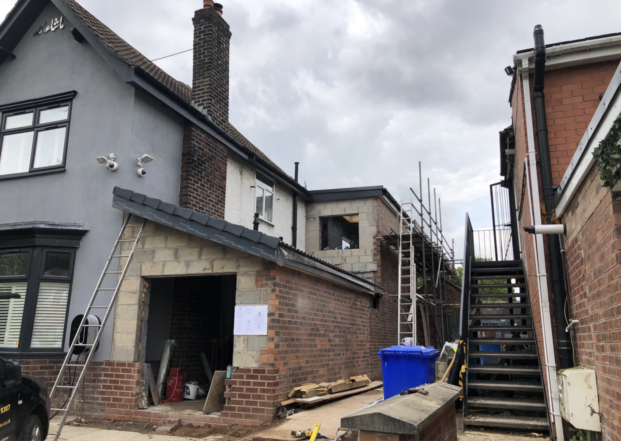 Image of a partially built extension to a residential property.