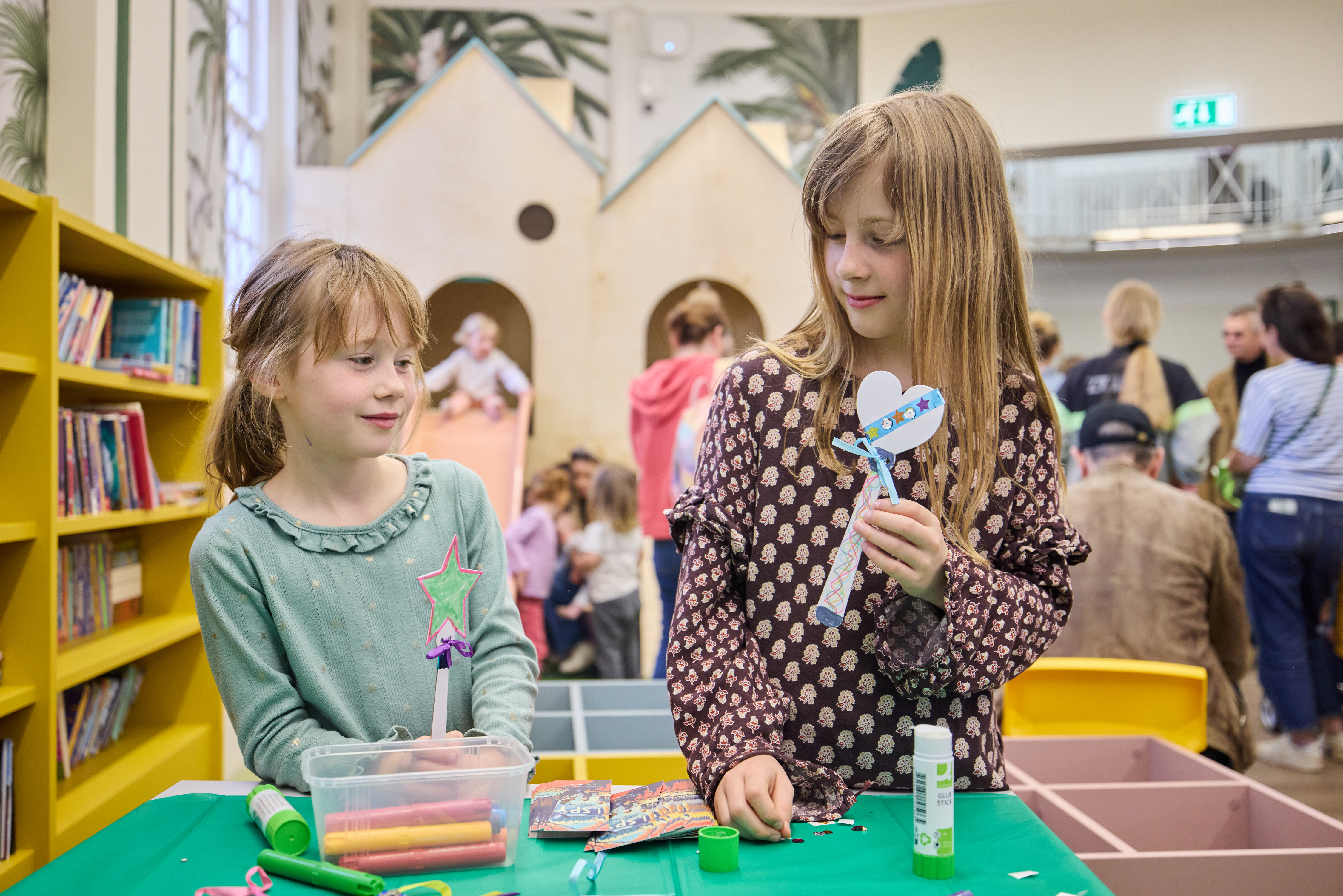 Chorlton library 2 girls crafting