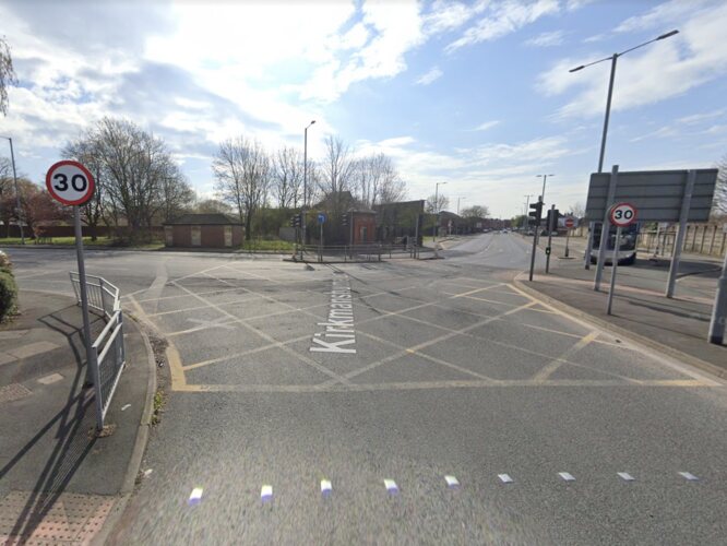 Yellow box junction at kirkmanshulme lane and mount road