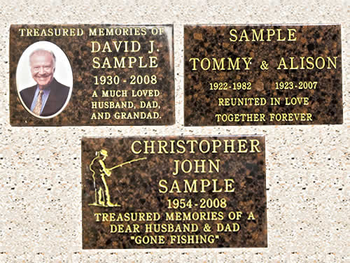 Sample wall plaque memorials