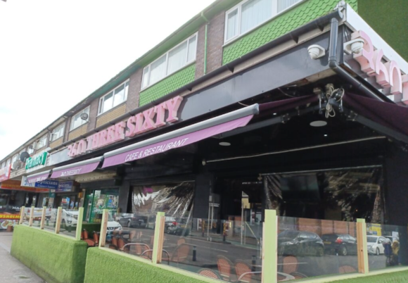 Picture showing the front entrance and awning of Cafe 360.