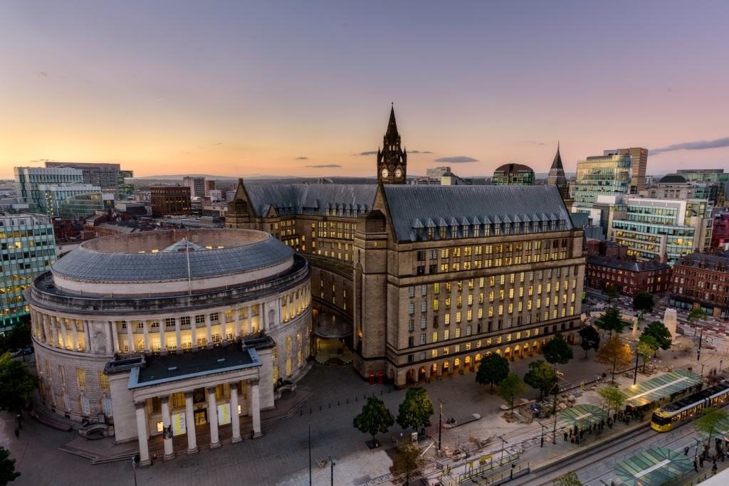 Image of the Central Library and St Peter's Square from above.
