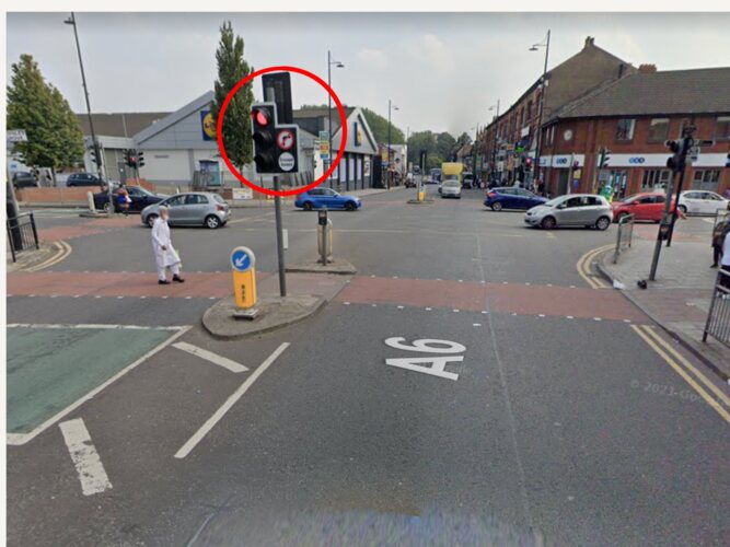 Banned right turn from stockport road into dickinson grove