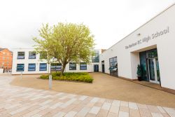 Image shows the main entrance of the school