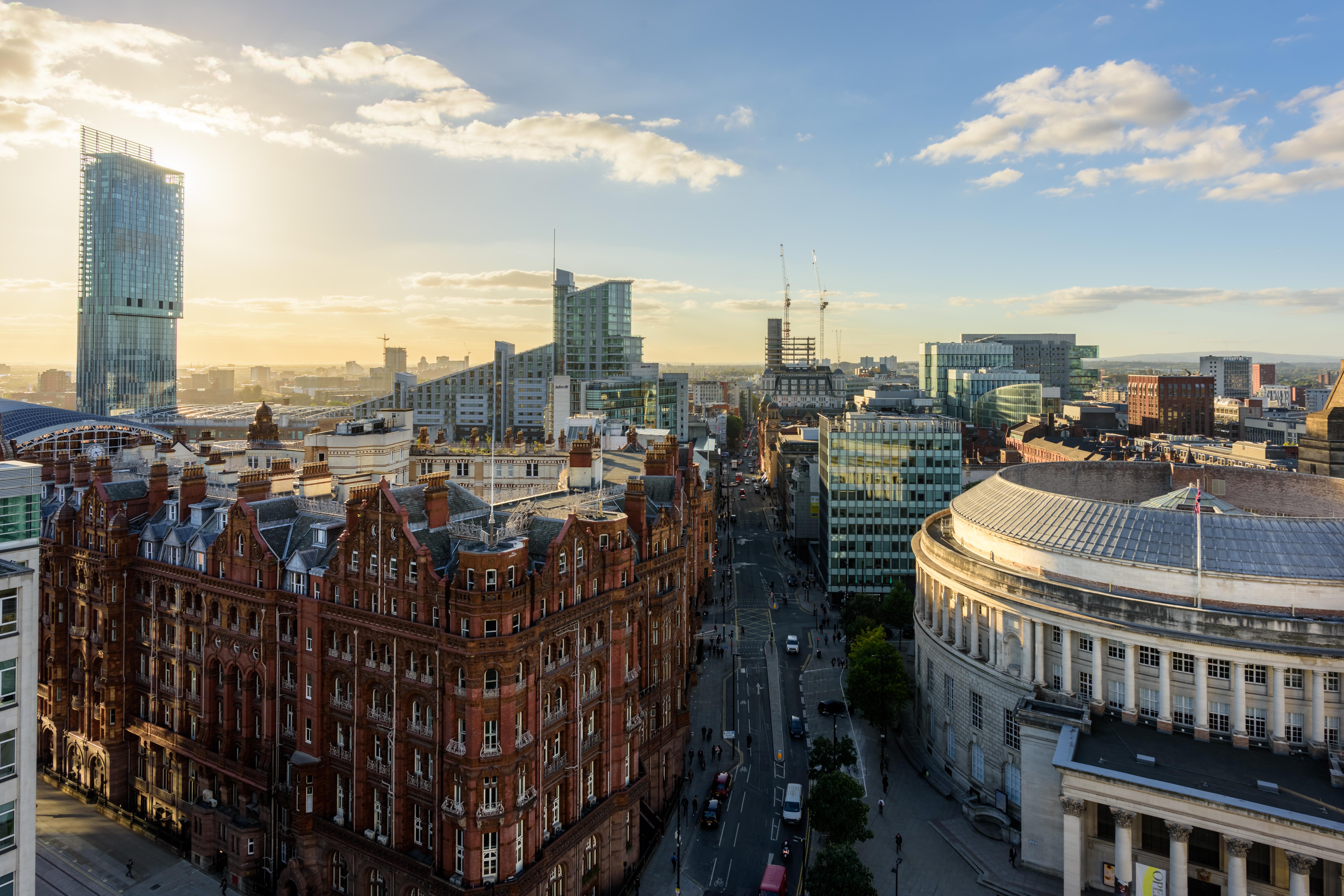 aerial shot of St Peter's Square towards Midland and Central Library