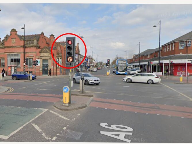 Banned right turn from stockport road into stanley grove