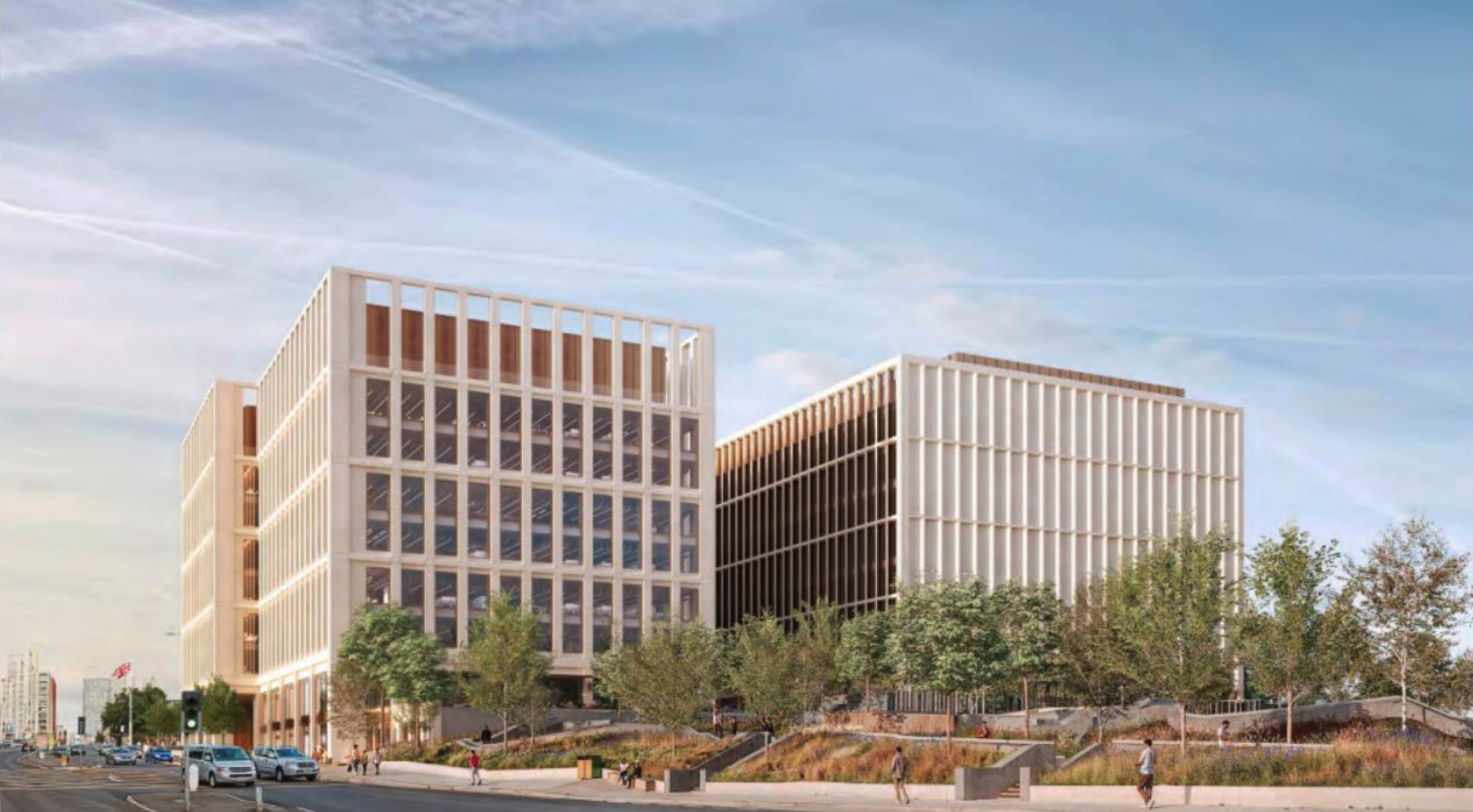 CGI image of the new digital campus and city centre park