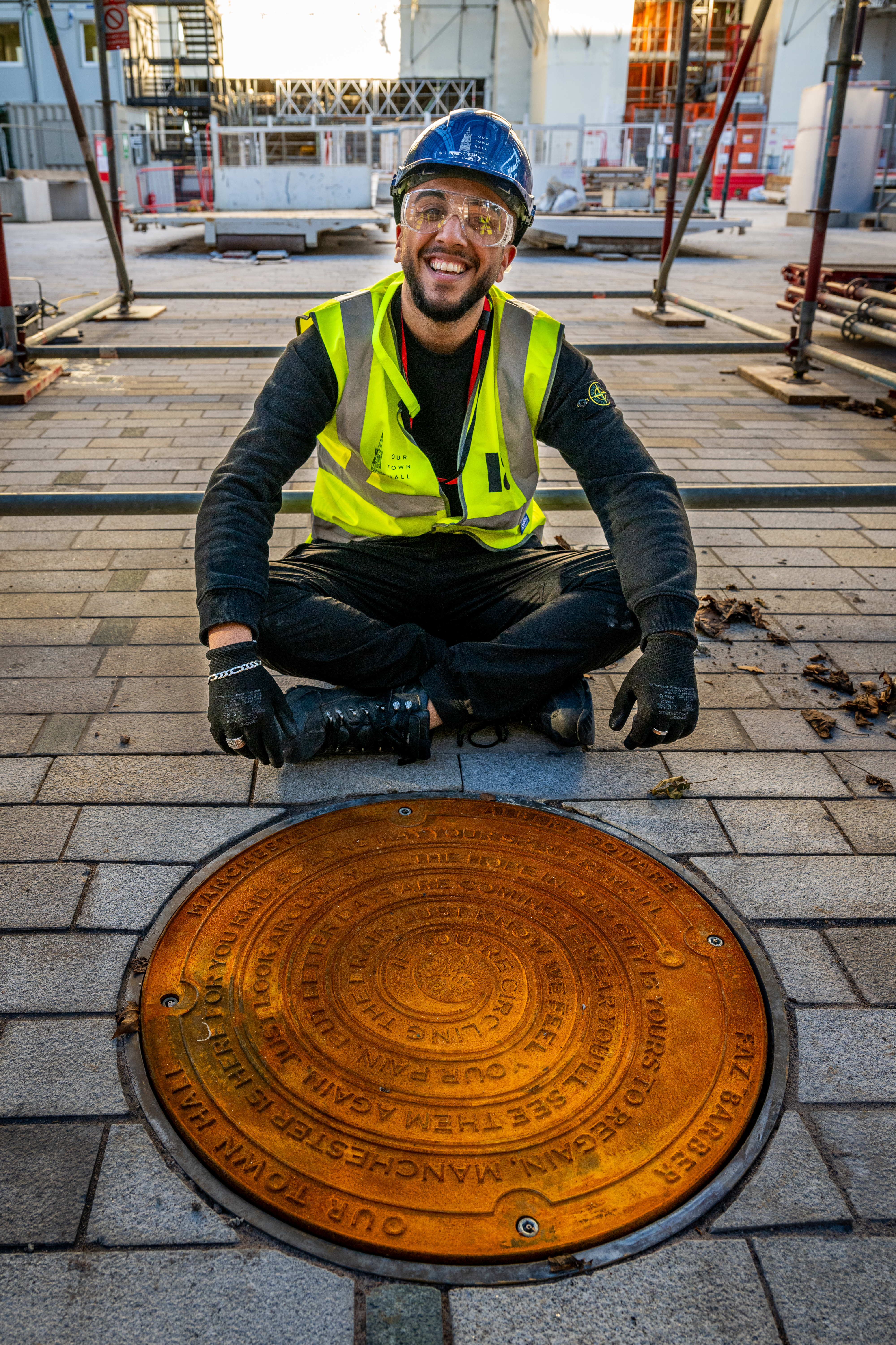 Faz Barber with his drain cover design Faz Barber with his drain cover design