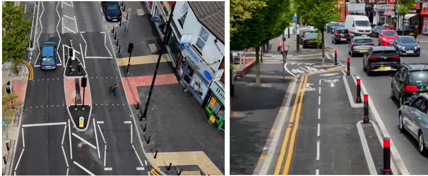 Two images of A6 Arcadia - Levenshulme and Burnage Active Neighbourhood Scheme