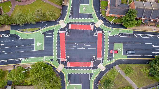 Aerial photo of new Cyclops cycling junction