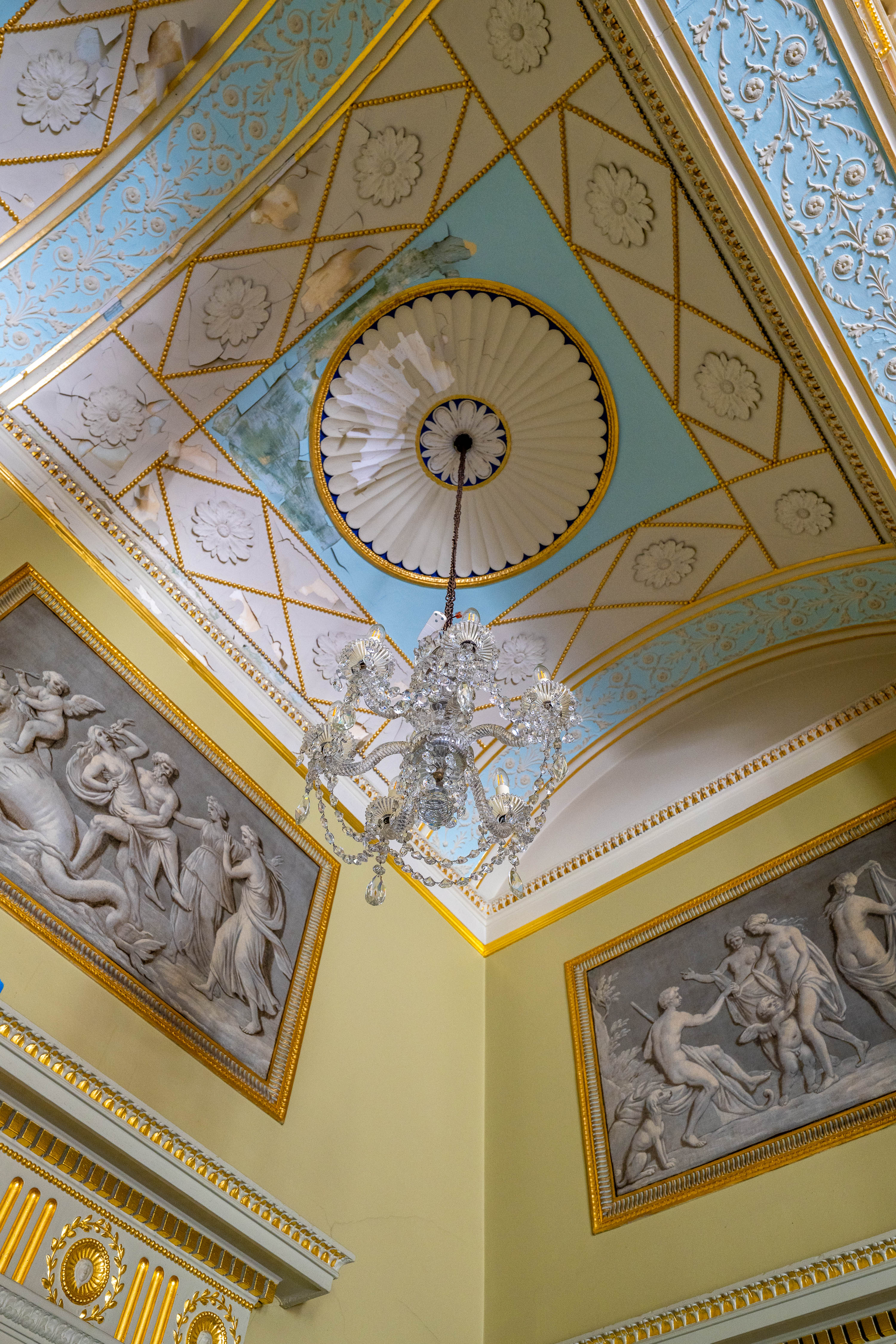 Image of a refurbished chandelier in Heaton hall