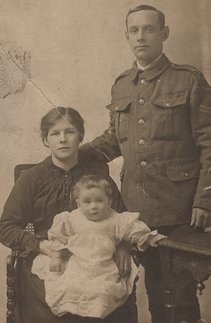 Albert Rushton with his wife and son.