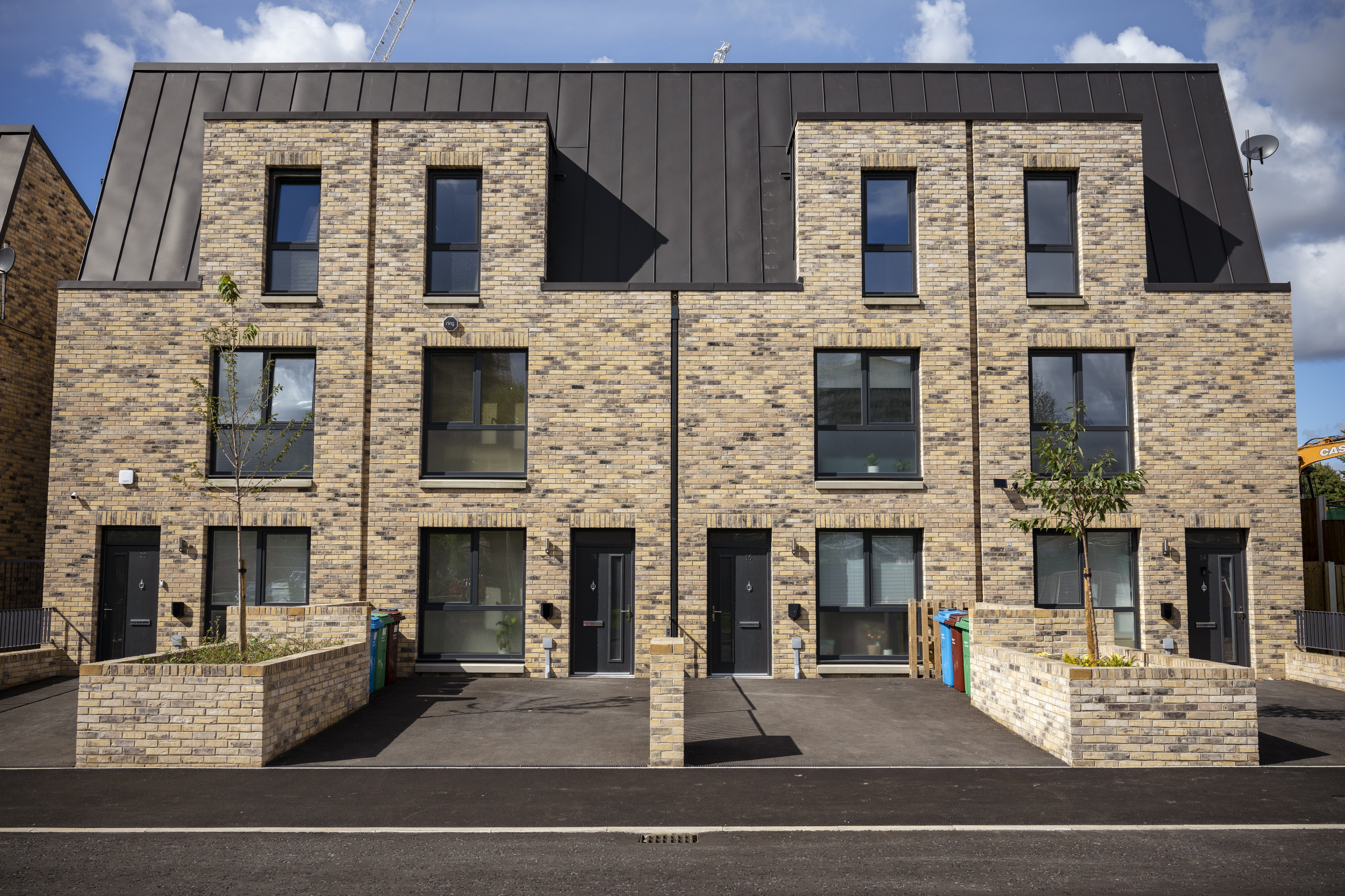 Semi detached family homes in the city centre front on view