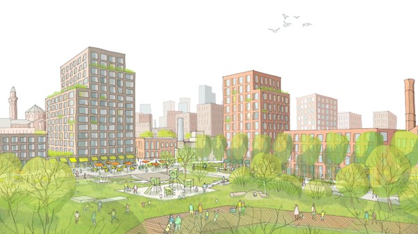 An artist impression of proposal for Strangeways 