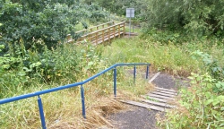 Harpurhey ponds - footbridge, steps, path